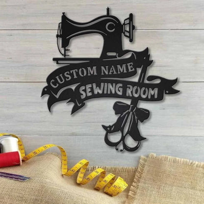 Personalized Name Sewing Room Metal House Sign Laser Cut Metal Signs Custom Gift Ideas