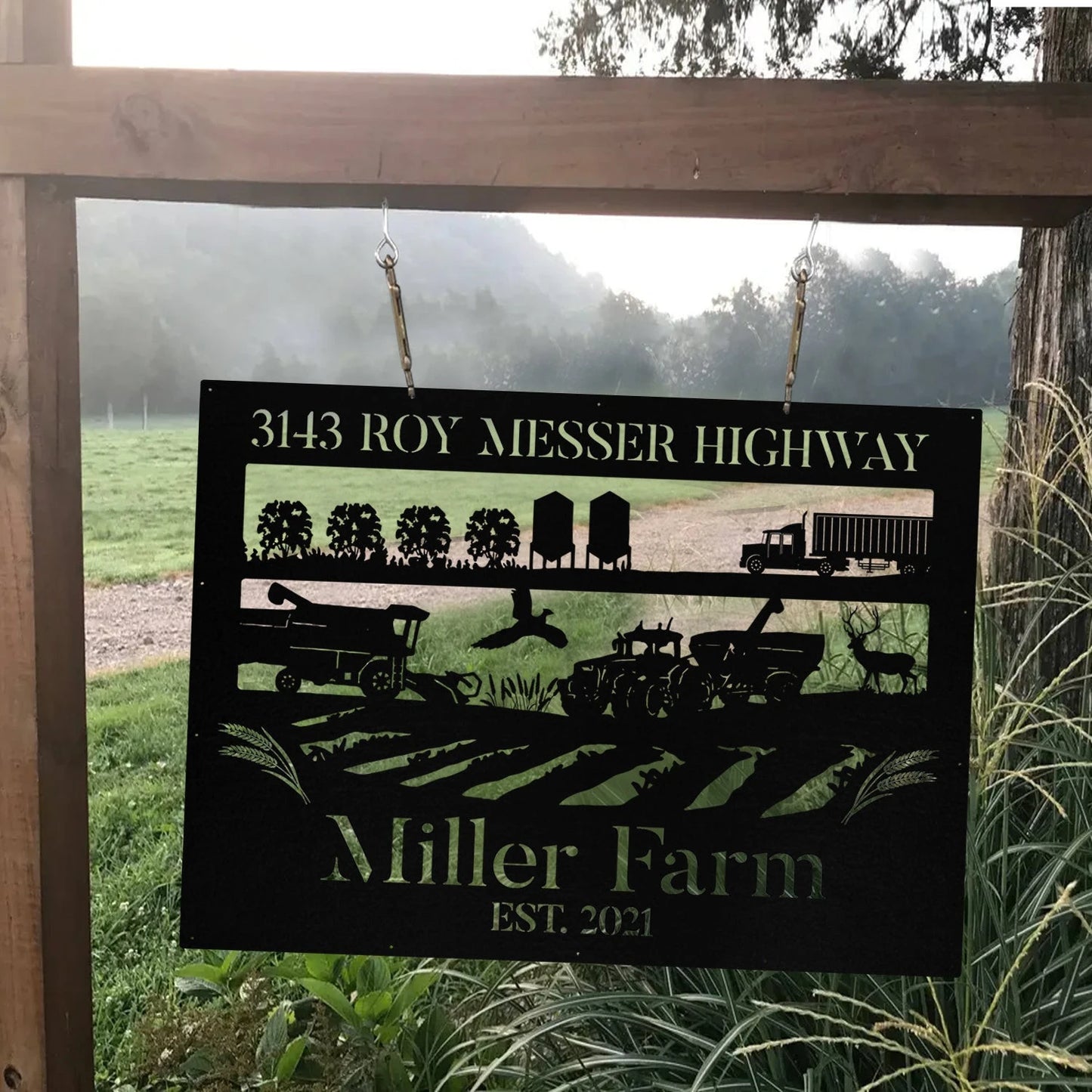 Personalized Metal Farm Sign Wheat Tractor Truck Deer Monogram, Metal Laser Cut Metal Signs Custom Gift Ideas