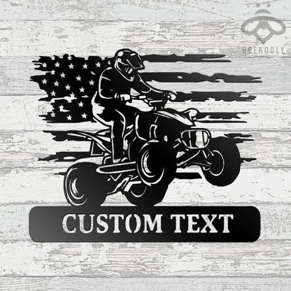 Custom Us Quad Dirt Bike Metal Wall Art, Personalized Us Atv Name Sign Decoration For Living Room, Biker Outdoor Home Decor Laser Cut Metal Signs Custom Gift Ideas