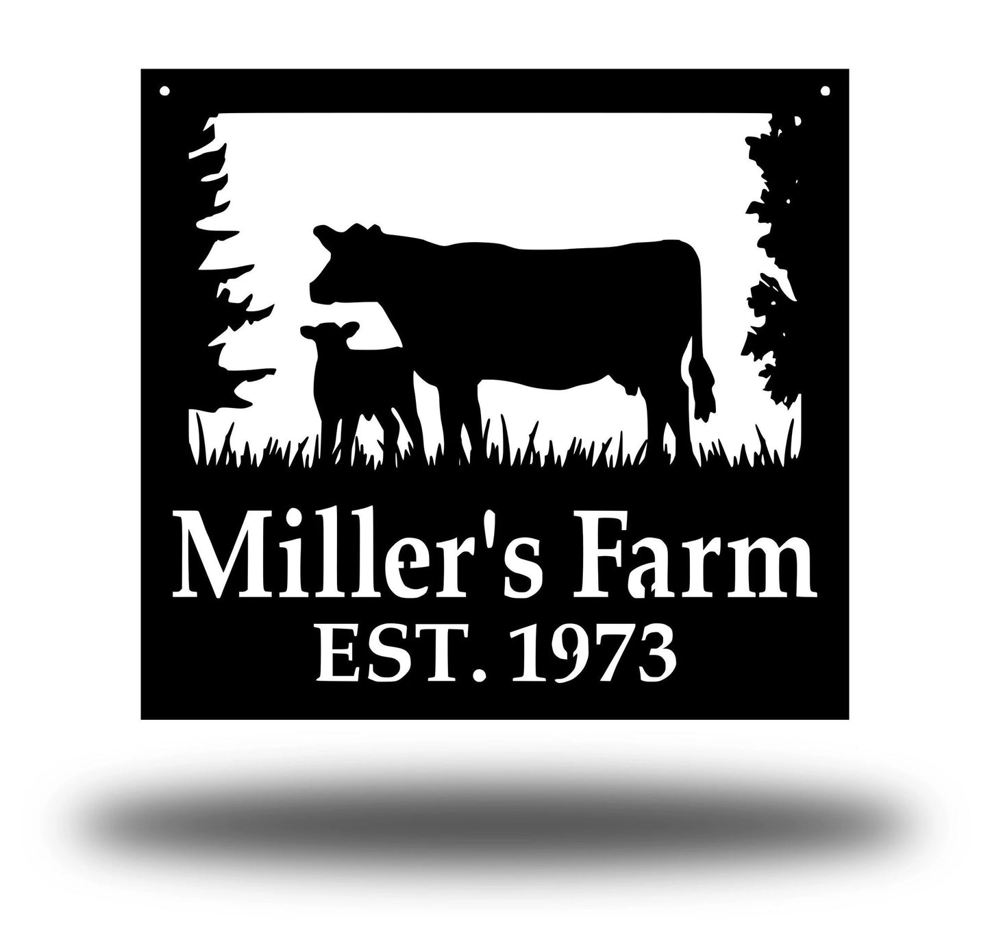 Metal Farm Sign , Custom Cow And Calf Sign Personalized Family Name Metal Sign Wedding Gift Personalized Gift Fathers Day Gift, Laser Cut Metal Signs Custom Gift Ideas