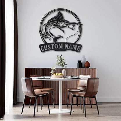 Personalized Marlin Fishing Fish Pole Metal Sign Art, Custom Marlin Fishing Metal Sign, Marlin Fishing Gifts For Men, Marlin Fishing Gift, Laser Cut Metal Signs Custom Gift Ideas