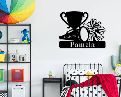 Cheerleading Name Sign, Nursery Decor, Personalized Metal Sign, Metal, Personalized Name Sign, Metal Name Sign, Kids Name Sign, Cheer Sports, Metal Laser Cut Metal Signs Custom Gift Ideas
