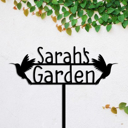 Personalized Hummingbird Metal Garden Sign, Custom Garden Stake, Home Decor, Anniversary Art Gift For Her, Metal Laser Cut Metal Signs Custom Gift Ideas