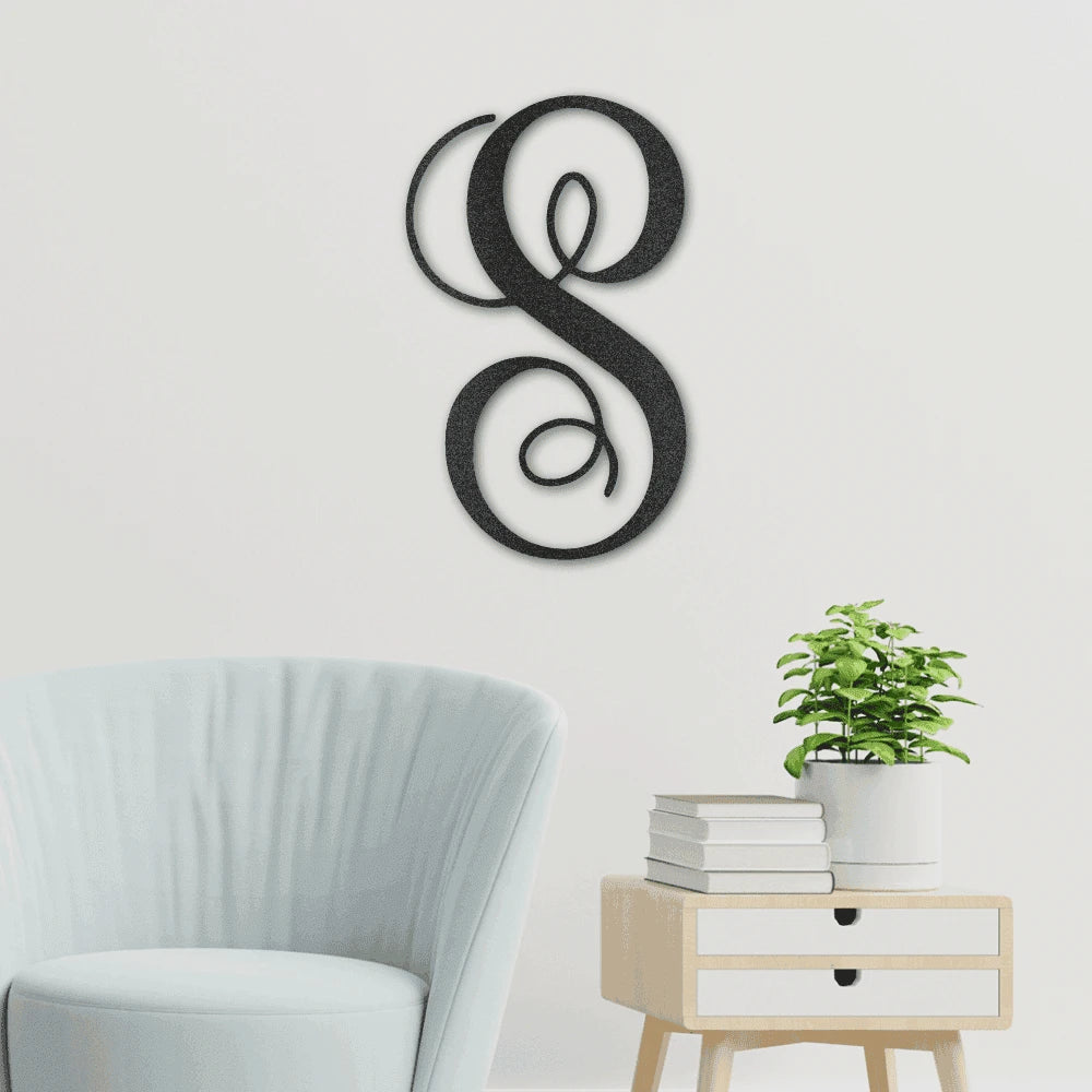 Personalized Fancy Initial Monogram Steel Art Wall Decor Metal Name Sign Laser Cut Metal Signs Custom Gift Ideas