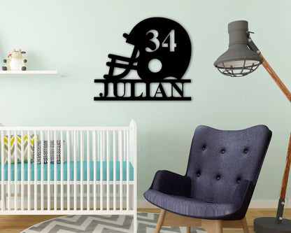 Custom Name Sign, Personalized Football Name Sign, Custom Metal, Football, Metal Nursery Wall Hanger, Sport Home Decor Football Lover Gifts, Metal Laser Cut Metal Signs Custom Gift Ideas