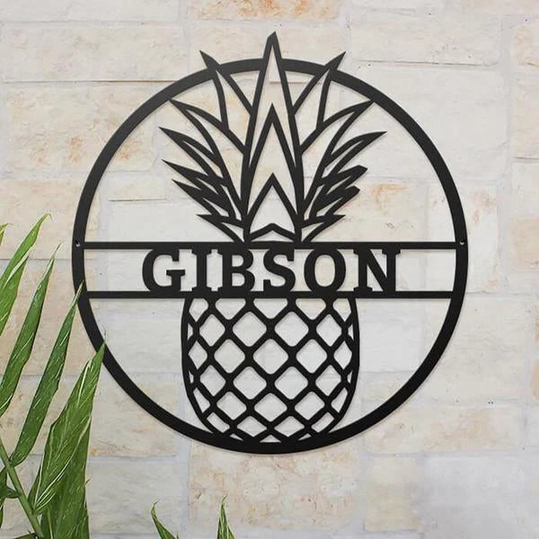 Pineapple Monogram, Cut Metal Sign, Metal Wall Art, Metal House Sign Laser Cut Metal Signs Custom Gift Ideas
