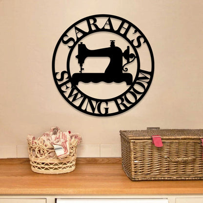 Personalized Sewing Machine Metal Sign, Custom Sewing Room Wall Decor, Metal Laser Cut Metal Signs Custom Gift Ideas