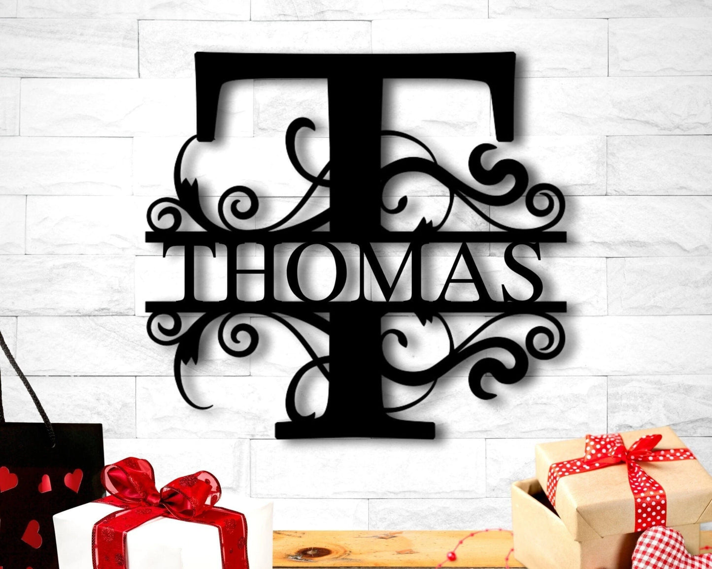 Custom Metal Name Sign, Split Letter Name Sign, Personalized Last Name Sign, Door Hanger, Outdoor Metal Sign, Wedding Gift, Monogram Laser Cut Metal Signs Custom Gift Ideas