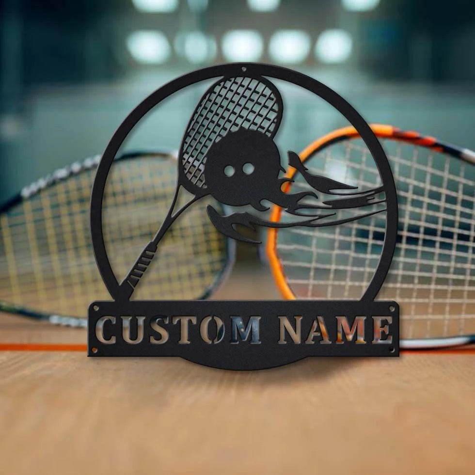 Personalized Squash Sport Monogram Metal Sign Art , Custom Squash Sport Metal Sign, Squash Sport Lover Sign Decoration For Living Room, Laser Cut Metal Signs Custom Gift Ideas