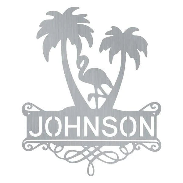 Flamingo Monogram Customized Metal Signs, Custom Metal Sign, Custom Signs, Metal Sign, Metal Laser Cut Metal Signs Custom Gift Ideas