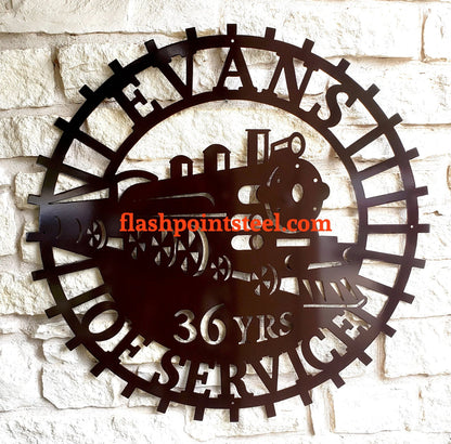 Personalized Train Sign, Retired Train Engineer, Locomotive Train, Gift Retirement, Metal Sign, Rail Track, Railroad Sign, Retired Railway Laser Cut Metal Signs Custom Gift Ideas