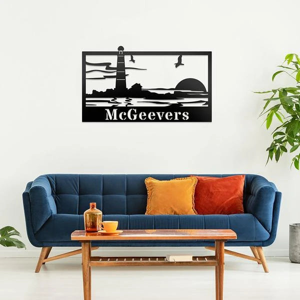 Lighthouse Monogram, Cut Metal Sign, Metal Wall Art, Metal House Sign Laser Cut Metal Signs Custom Gift Ideas
