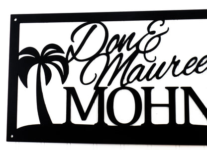 Custom Beach House Metal Sign, Palm Trees, Family Name Sign, Name Sign, Metal Wall Art, Outdoor Sign, Tropical, Beach Laser Cut Metal Signs Custom Gift Ideas