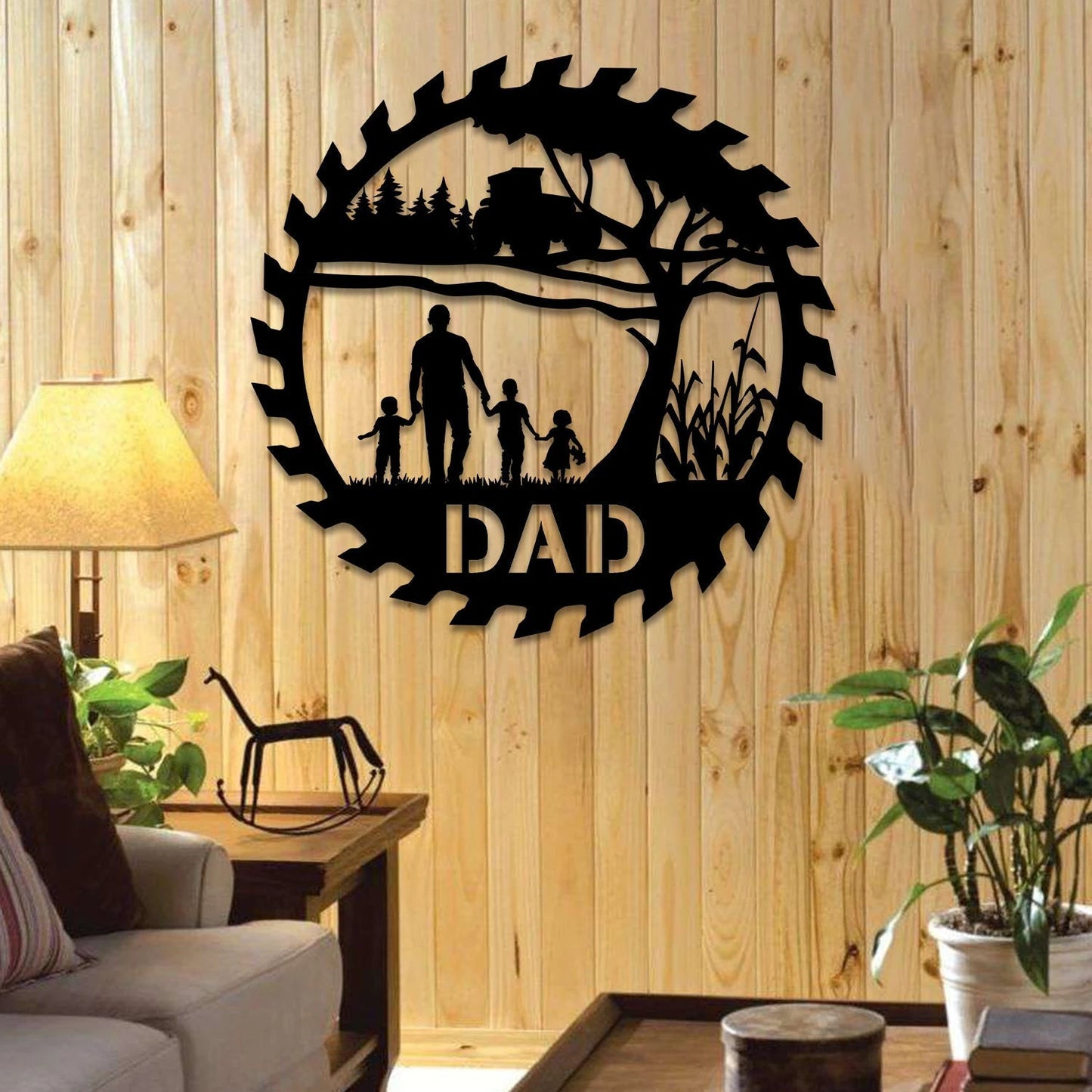 Customized Dad And Children Metal Farm Sign, Barn, Ranch Steel Art Laser Cut Metal Signs Custom Gift Ideas