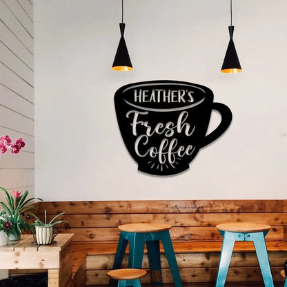 Personalized Coffee Metal Bar Sign, Custom Caf, Kitchen Housewarming Wall Decor, Metal Laser Cut Metal Signs Custom Gift Ideas