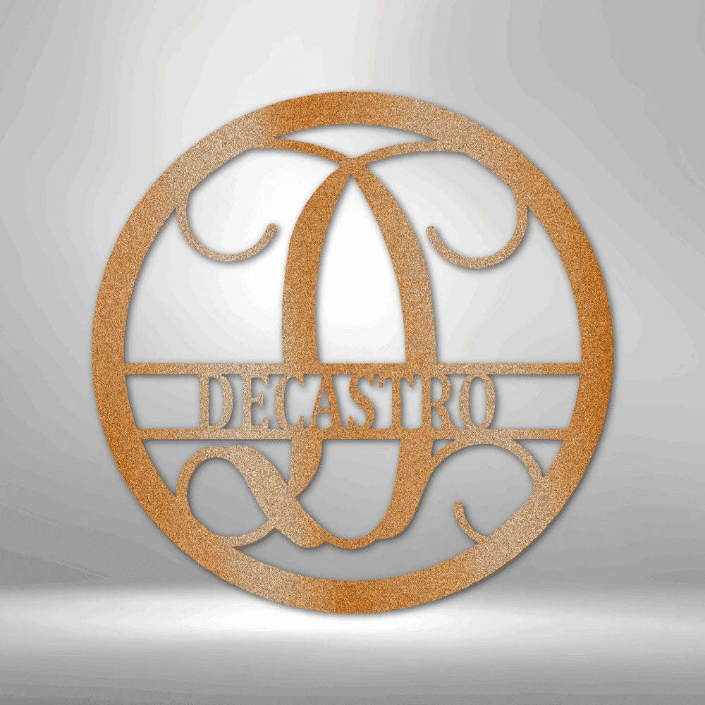 Personalized Circle Vine Monogram Steel Art Wall Decor Metal Name Sign Laser Cut Metal Signs Custom Gift Ideas