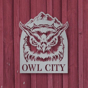 Owl Mountain Monogram Customized Metal Signs, Custom Metal Sign, Custom Signs, Metal Sign, Metal Laser Cut Metal Signs Custom Gift Ideas