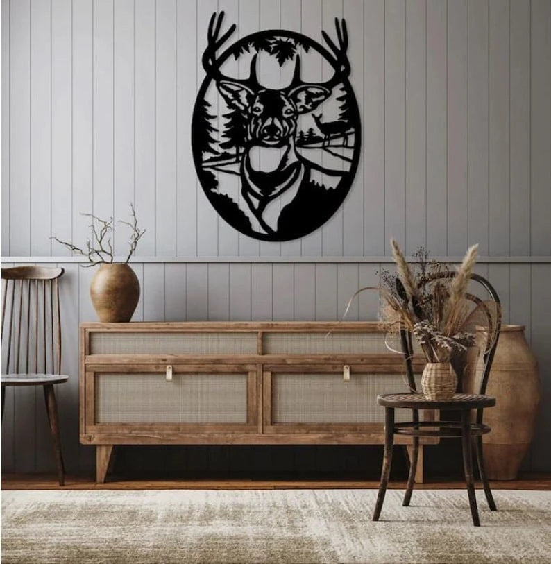 Deer Forest Metal Sign, Metal Wall Art, Home Decor, Metal Laser Cut Metal Signs Custom Gift Ideas