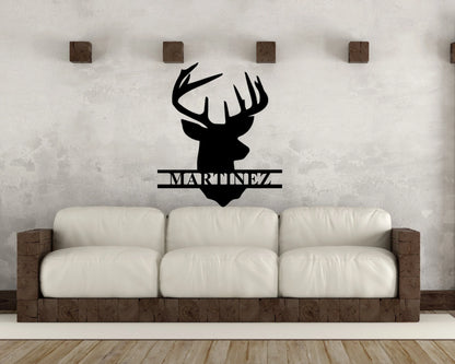 Deer Head Sign,deer Antler Decor,deer Hunter Gift,deer Camp Sign,christmas Gift For Him,deer Name Metal Sign,fathers Day Gift Laser Cut Metal Signs Custom Gift Ideas