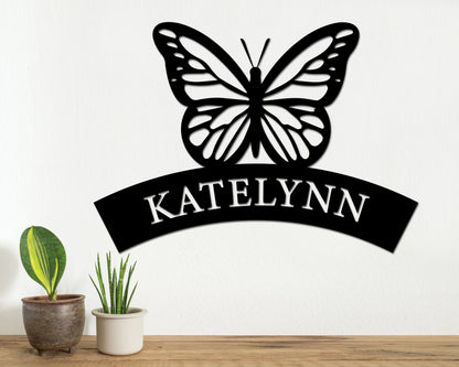Last Name Metal Sign, Welcome Sign For Front Porch For Home, Family Name Sign, Personalized Butterfly Sign,personalized Metal Wall Decor Laser Cut Metal Signs Custom Gift Ideas