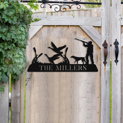 Personalized Family Name Duck Deer Hunting Metal Sign Monogram, Custom Farm, Cabin, Lodge, Camp, Wall Decor, Art Gift For Him, Metal Laser Cut Metal Signs Custom Gift Ideas