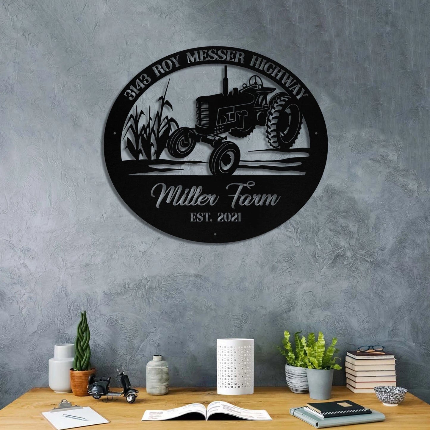 Personalized Metal Farm Sign Tractor Cornfield Monogram Custom Outdoor Farmhouse Front Gate Wall Decor Art Gift