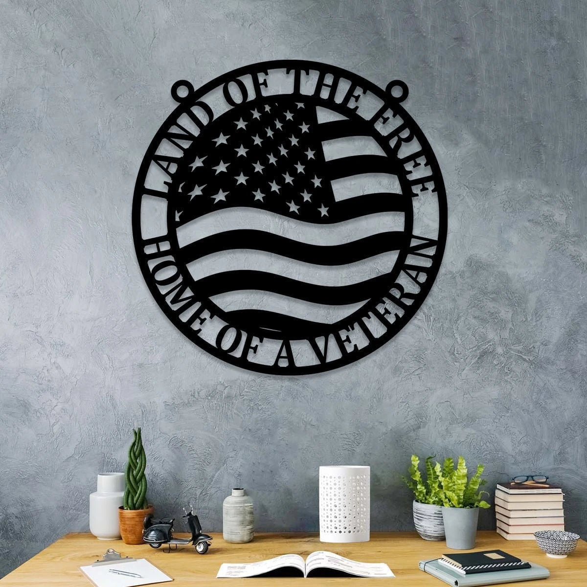 Personalized Land Of The Free Home Of A Veteran Metal Sign, Custom Military Metal Art, Wall Decor, Metal Laser Cut Metal Signs Custom Gift Ideas