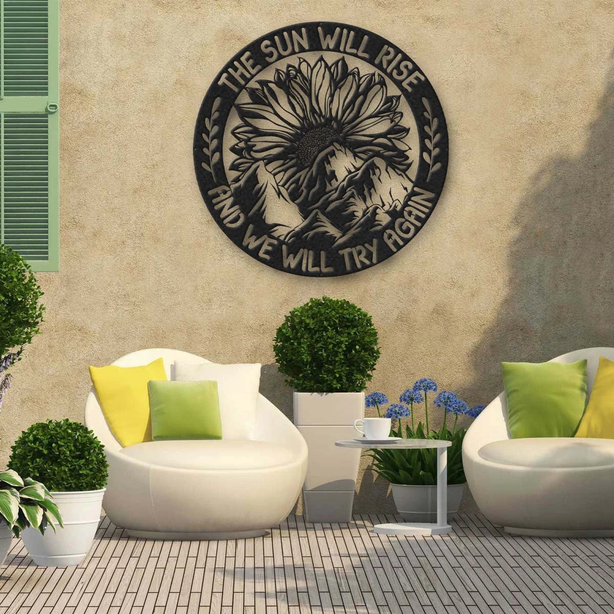 Sunflower The Sun Will Rise Metal Wall Art Laser Cut Metal Signs Custom Gift Ideas
