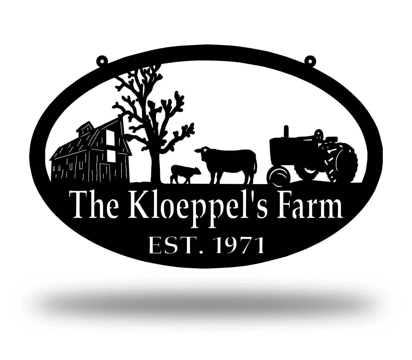 Metal Farm Sign , Barn, Tractor, And Cows Personalized Family Name Metal Sign Housewarming Gift Wedding Gift Personalized Gift, Laser Cut Metal Signs Custom Gift Ideas