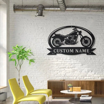 Motorcycle Monogram Personalized Metal Wall Decor, Cut Metal Sign, Metal Wall Art, Metal House Sign Laser Cut Metal Signs Custom Gift Ideas