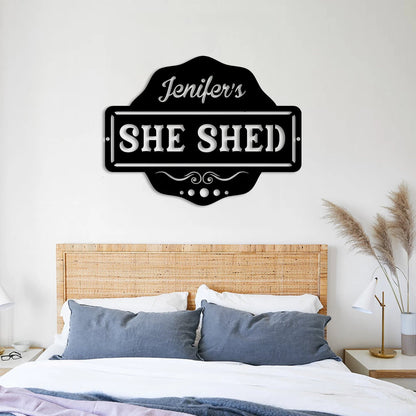 Personalized Name She Shed Metal Sign, Steel Plaque, Gift For Her Laser Cut Metal Signs Custom Gift Ideas