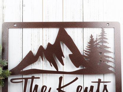 Mountain Family Name Sign, Custom Name Sign, Personalized Name Sign, Metal Wall Art, Name Sign, Wedding Gift, Sign, Laser Cut Metal Signs Custom Gift Ideas