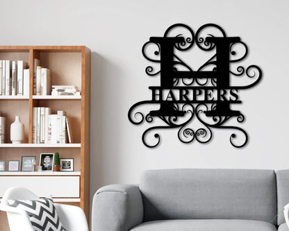 Metal Monogram Sign, Personalized Family Name Metal Sign, Last Name Metal, Family Name, Personalized Metal Wall Decor, Wedding Gift, Door Laser Cut Metal Signs Custom Gift Ideas