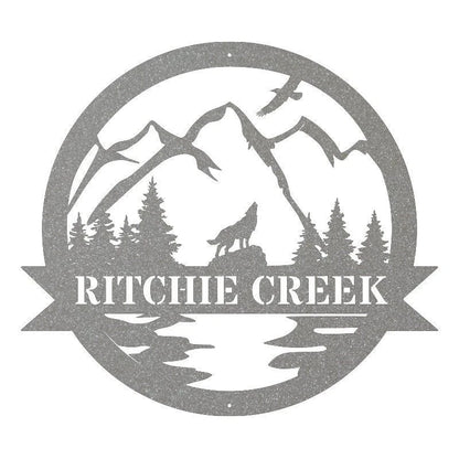Personalized Howling Wolf Metal Ranch Sign Outdoor Weatherproof Sign Farm Sign Custom Metal Sign Laser Cut Metal Signs Custom Gift Ideas