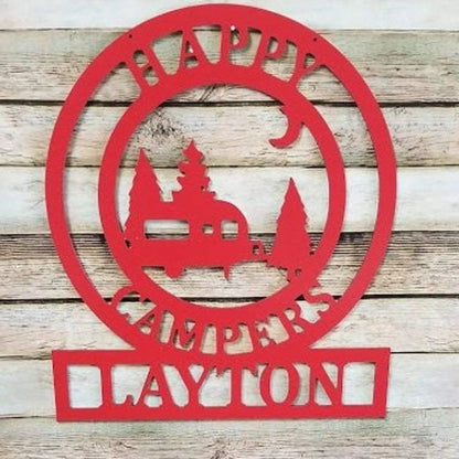 Personalized Camping Sign, Happy Camper Sign, Gifts For Him, Decorations For The Campground, Personalized Family Last Name Sign, Laser Cut Metal Signs Custom Gift Ideas