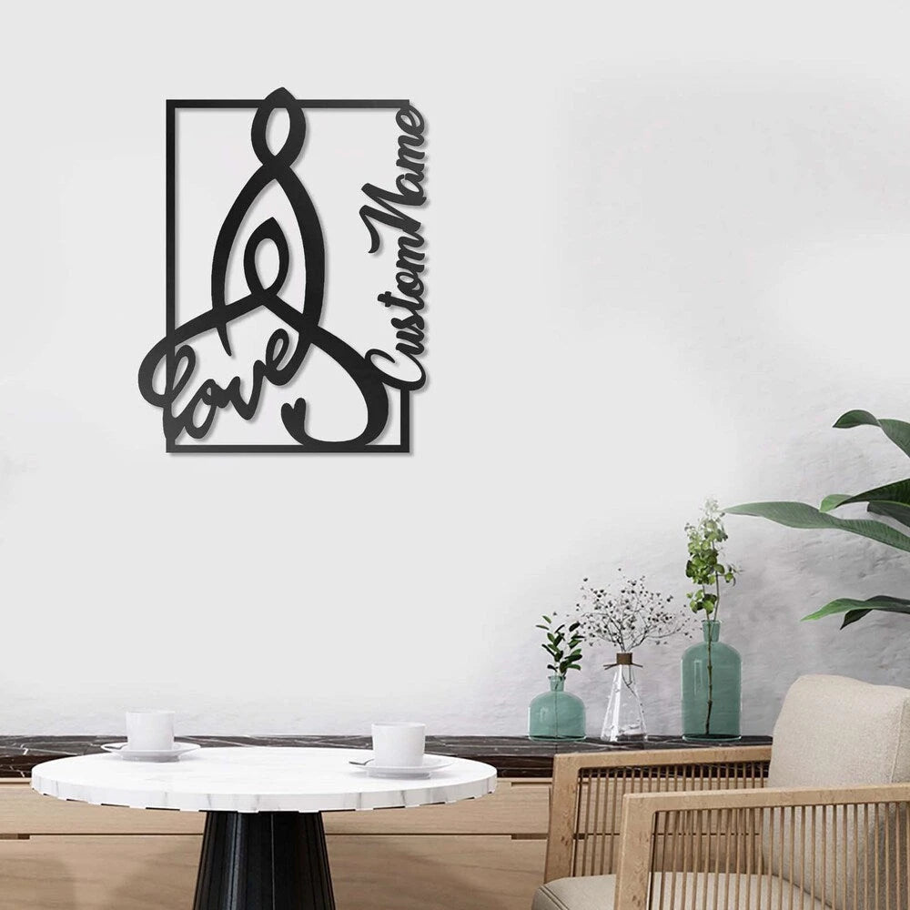 Custom Name Love Mother and Child Metal House Sign