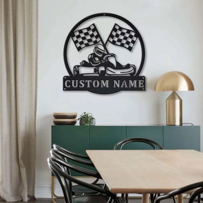 Personalized Go Kart Racing Monogram Metal Sign Art, Custom Go Kart Racing Metal Sign, Hobbie Gifts, Sport Gift, Birthday Gift Laser Cut Metal Signs Custom Gift Ideas