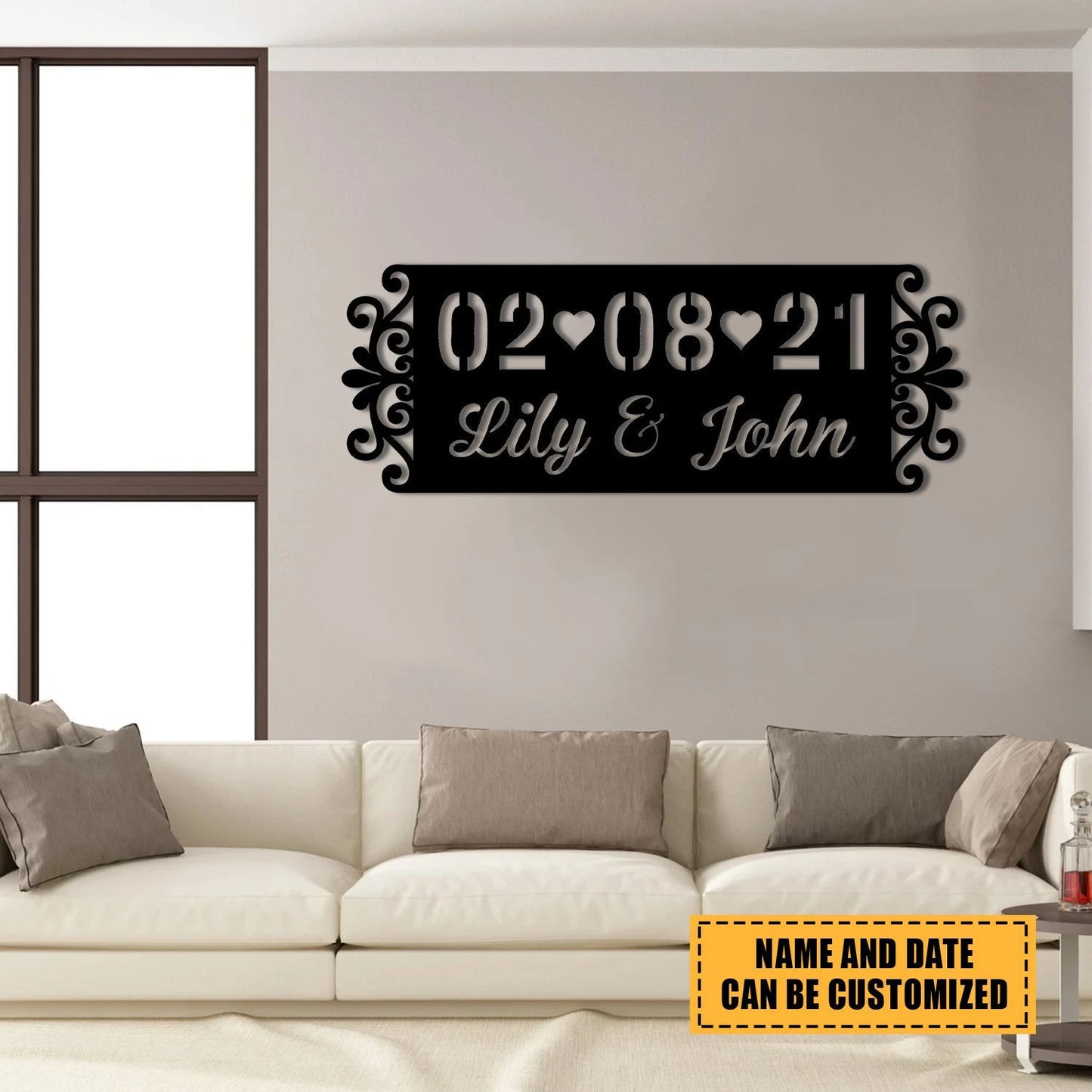 Personalized Name Valentines Day Metal Sign, Custom Home Decor Gift For Him, Her, Couple, Metal Laser Cut Metal Signs Custom Gift Ideas
