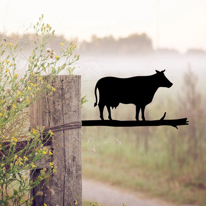 Cow Cattle Metal Tree Stake, Housewarming Farmhouse Art Laser Cut Metal Signs Custom Gift Ideas