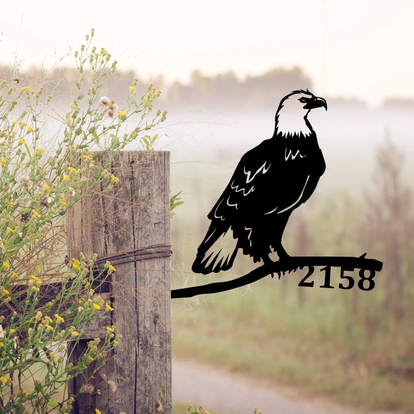 Custom Address Bald Eagle Metal Tree Stake, Father's Day Gift Laser Cut Metal Signs Custom Gift Ideas