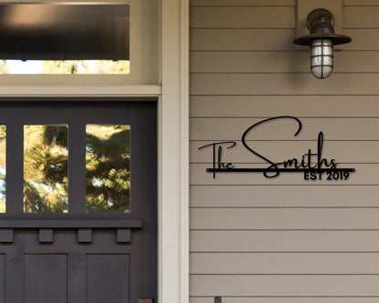 Christmas Gift, Family Name Sign Metal, Personalized Metal Sign, Housewarming Gift, Door Hanger, Metal Established Sign, Metal Wall Art,, Laser Cut Metal Signs Custom Gift Ideas