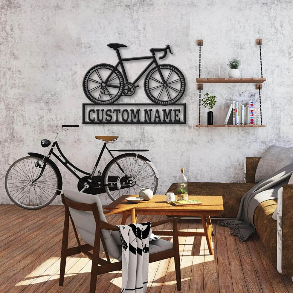 Personalized Bicycle Sport Monogram Metal Sign Art, Custom Bicycle Sport Metal Sign, Hobbie Gifts, Sport Gift, Birthday Gift Laser Cut Metal Signs Custom Gift Ideas