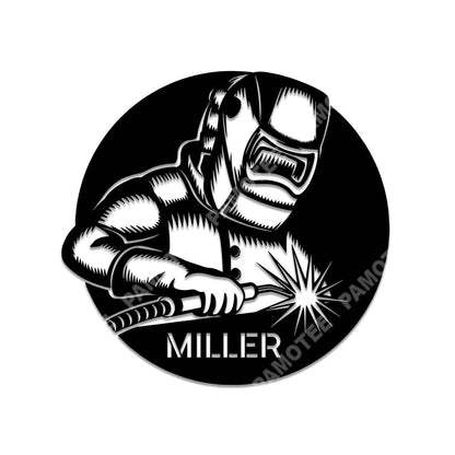 Customized Name Welder Man Metal Decor, Father's Day Gift Idea, Metal Laser Cut Metal Signs Custom Gift Ideas