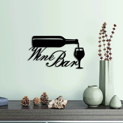 Wine bar bottle and glasses Cut Metal Sign Laser Cut Metal Signs Custom Gift Ideas