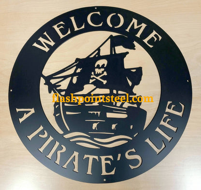 Pirate Ship Sign, Metal Art, Personalized Sign, Wall Art, Vintage Ship, Entrance Sign, Garage Sign, Pirate Skull Sign, Man Cave Laser Cut Metal Signs Custom Gift Ideas