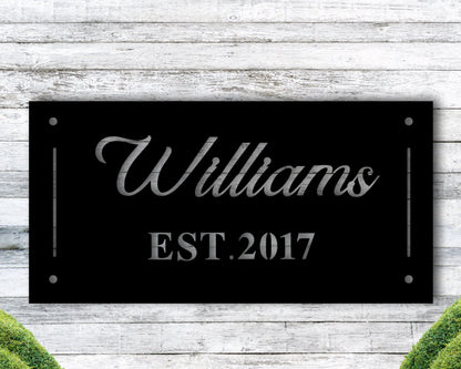 Last Name Metal Sign, Family Name Sign, Est. Date Sign, Housewarming Gift, Wedding Gift, Anniversary Gift, Custom Name With Date Gift, Name, Laser Cut Metal Signs Custom Gift Ideas