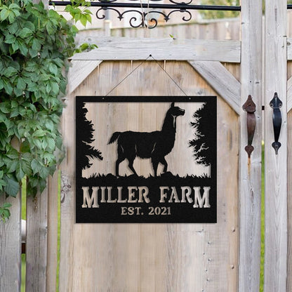 Personalized Metal Farm Sign Llama, Custom Outdoor Farmhouse, Ranch, Stable, Metal Laser Cut Metal Signs Custom Gift Ideas