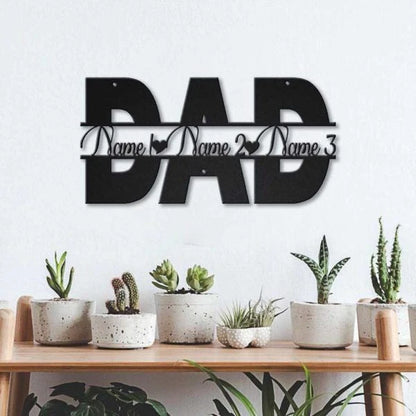Father s Day Dad With Name Personalized Metal Wall Decor, Cut Metal Sign, Metal Wall Art, Metal House Sign, Metal Laser Cut Metal Signs Custom Gift Ideas