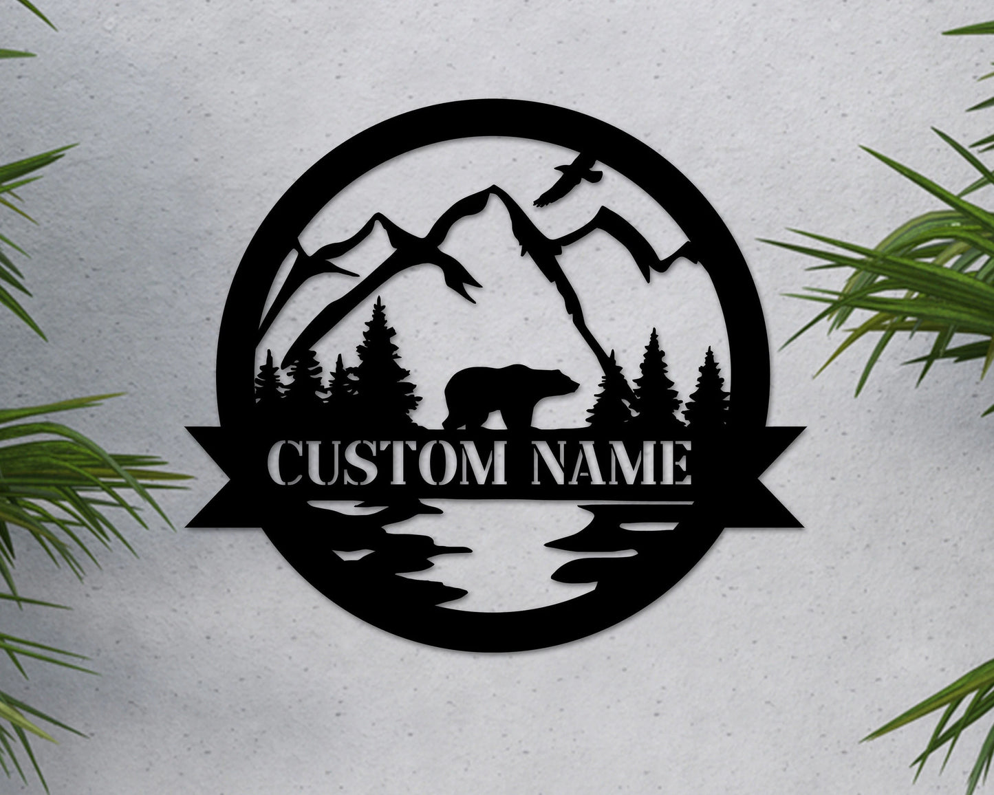 Bear Personalized Metal Sign, Bear In Woods Cabin Sign, Family Name Black Bear Sign, Personalized Bear Sign, Dad Gift, Last Name Monogram Laser Cut Metal Signs Custom Gift Ideas