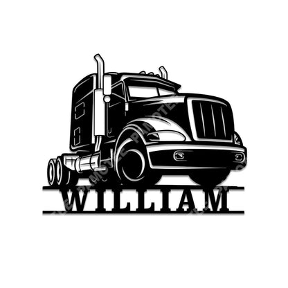 Customized Your Name Trucker Metal Art, Home Decoration, Metal Laser Cut Metal Signs Custom Gift Ideas